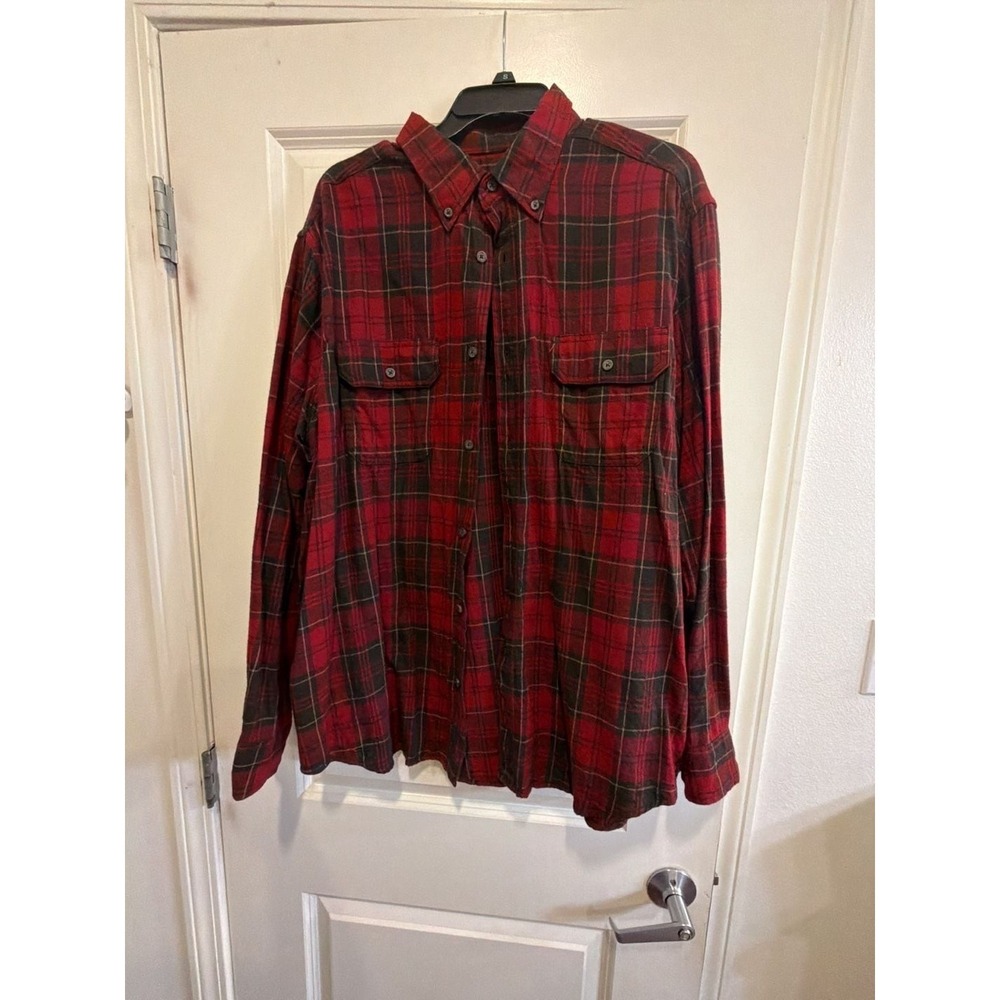 Faded Glory Mens Marron Crush Plaid Long Sleeve Button Down Flannel Shirt